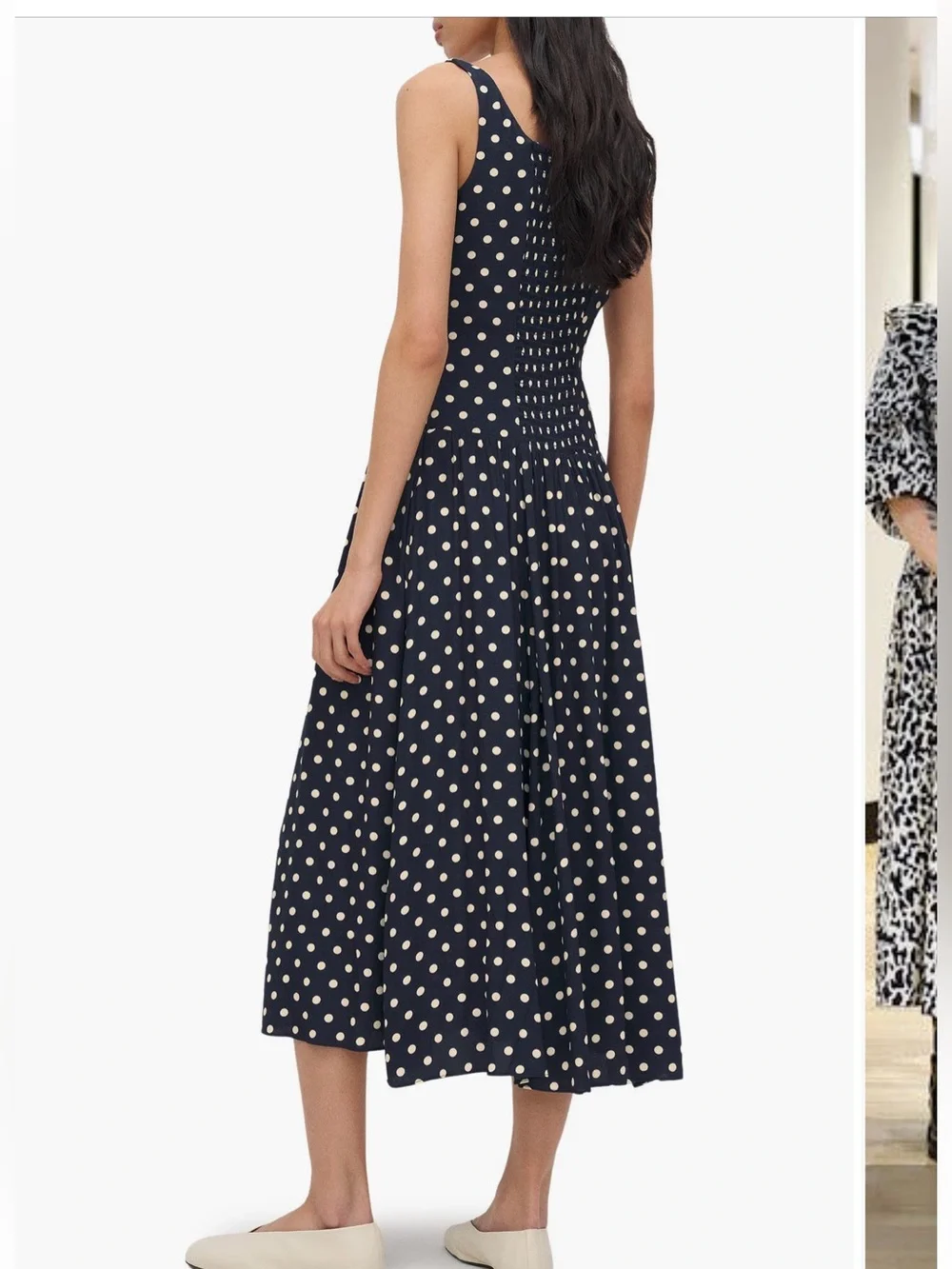 Reformation Bellarosa Polka Dot Midi Dress in Orion Dot Blue White Size 6 - Picture 2 of 7